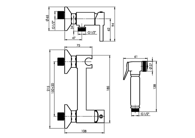 bidet sprayer HuaDiao 150cm stainless steel