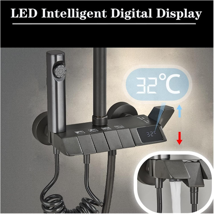 علم دوش پیانویی هوشمند هایشن مدل 8099 با نمایشگر دیجیتال