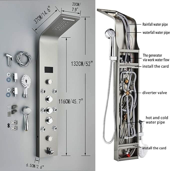 طراحی استیل ضد زنگ دوش دیجیتال PING