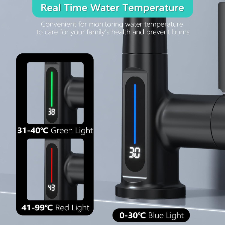 شیر آشپزخانه با نمایشگر دمای آب
