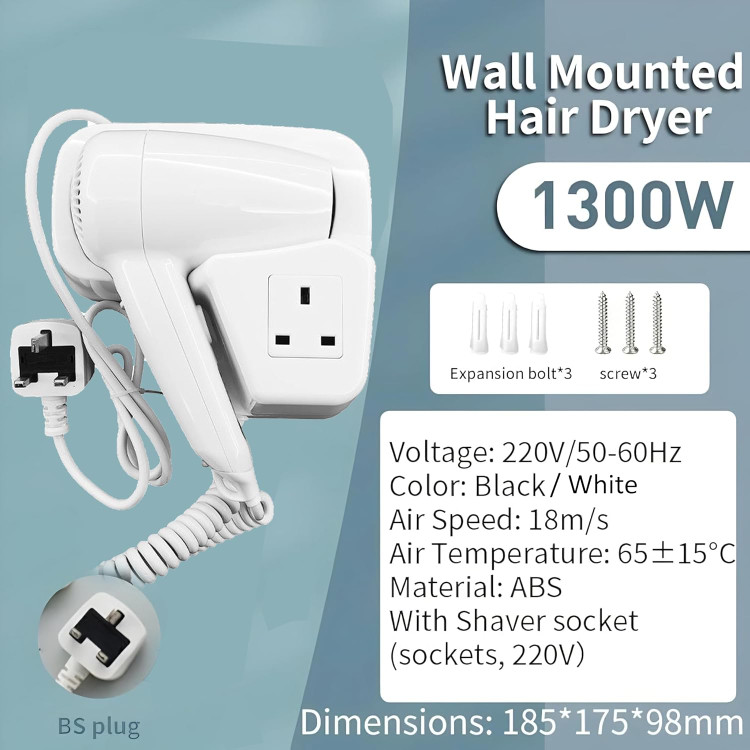 سشوار دیواری با خروجی برق نصبشده در حمام مدرن