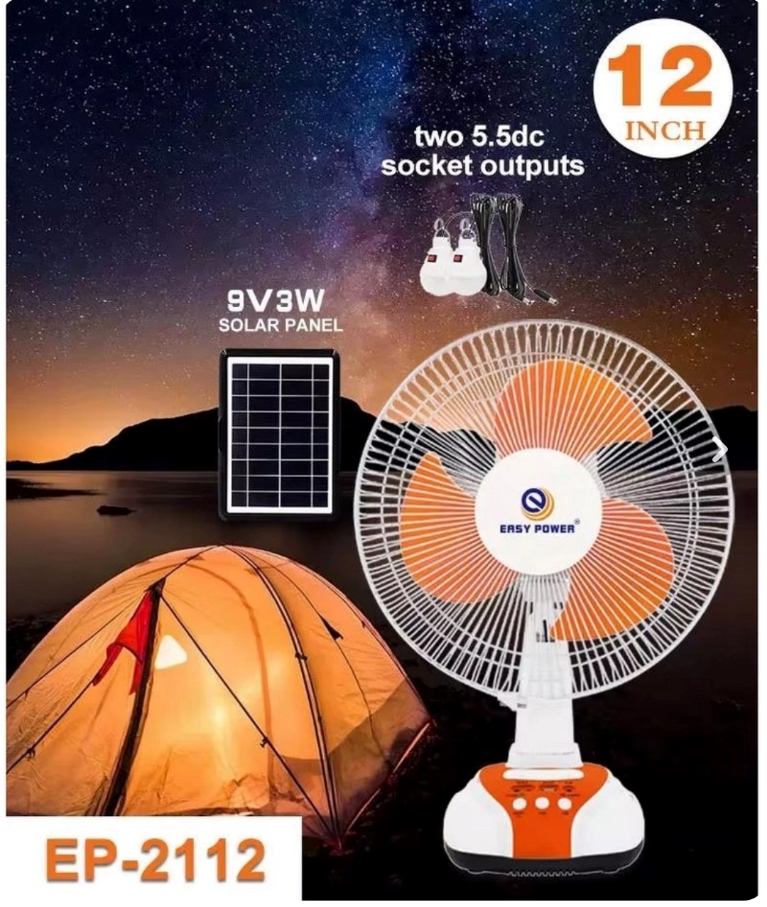 پنکه شارژی Easy Power EP-2112A با قابلیت AC و DC