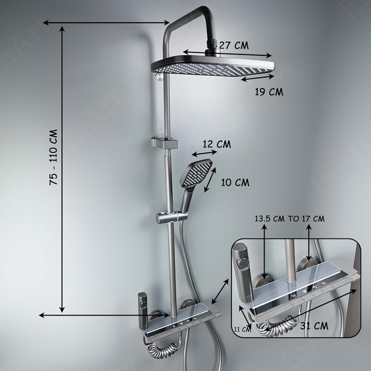 پنل دوش استیل ضدزنگ InArt برای حمام