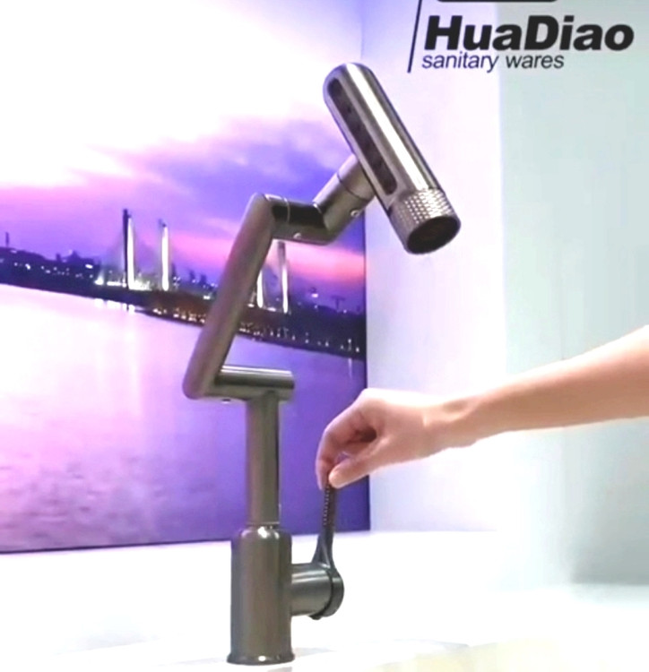 شیر روشویی 6 حالته هوادیائو رنگ دودی - نمای جلو