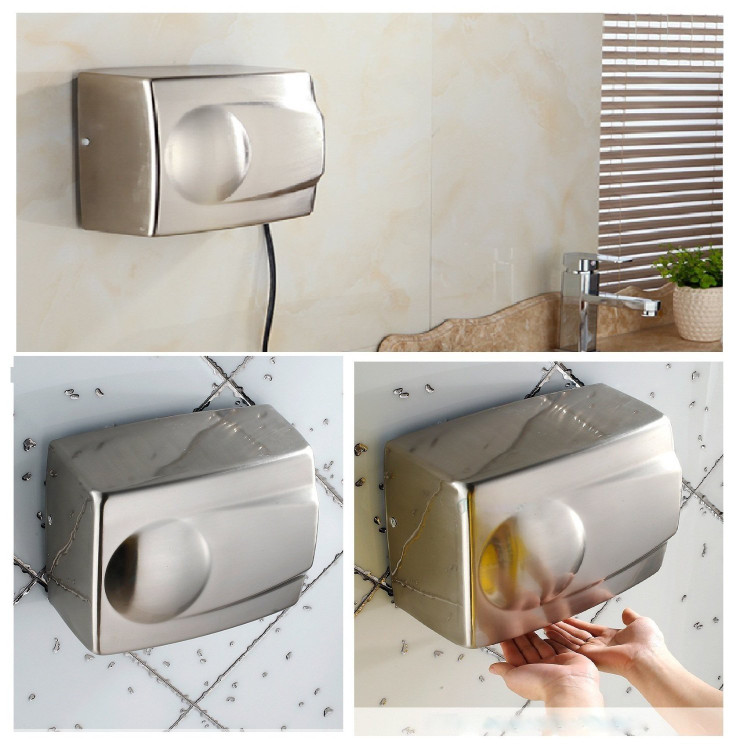 Automatic induction hand dryer silver finish