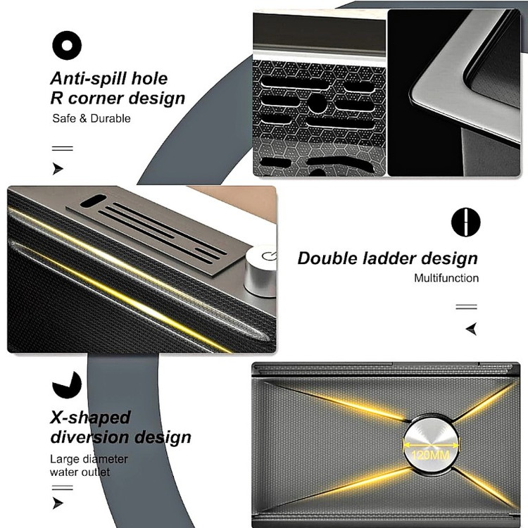 سینک با شیر آبشاری و شستشوی لیوان