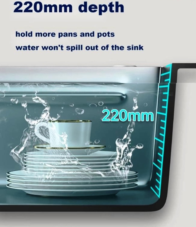 کاسه لگن بزرگ سینک HuaDiao از استیل ضد زنگ 304