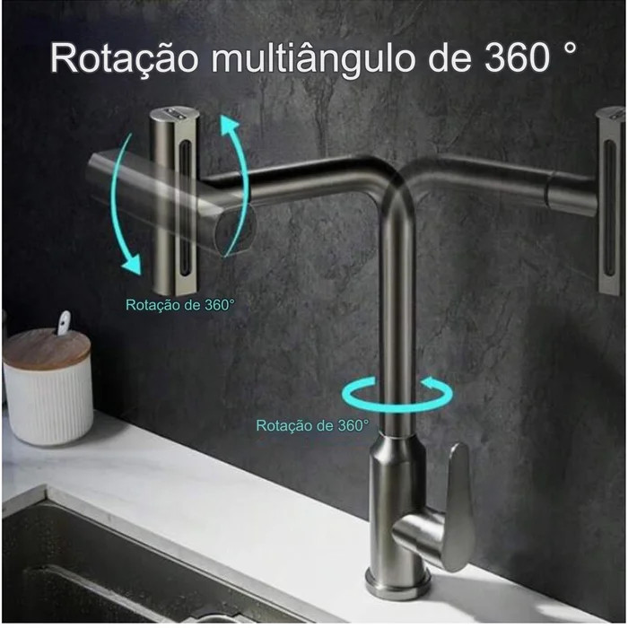 چرخش کامل 360 درجه شیر ظرفشویی هوادیائو 407 روی سینک