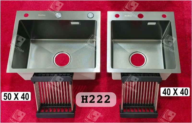 سینک ظرفشویی تک لگن 60x45 استیل 304 برند Huadiao