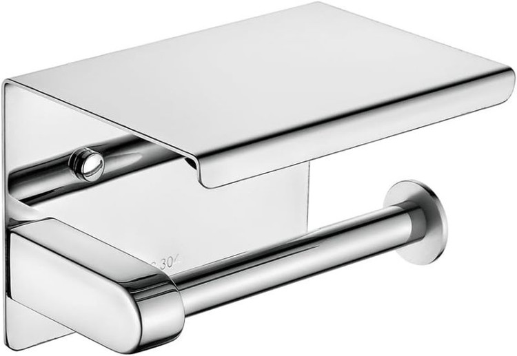 نمای نزدیک از کیفیت صیقلی و بدون درز سطح جای دستمال توالت استیل.