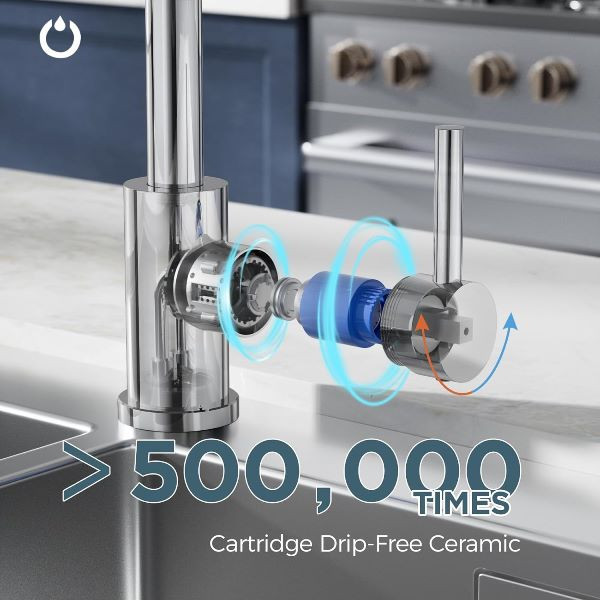 نمای نزدیک شیر ظرفشویی کروم مات استیل 304