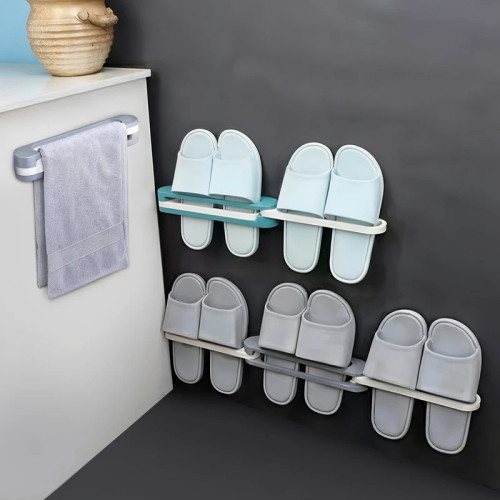 foldable bathroom slipper holder plastic wall rack