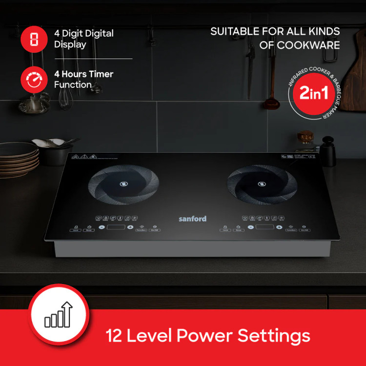 نمای نزدیک پنل لمسی اجاق برقی دیجیتال سنفورد SF5194IC