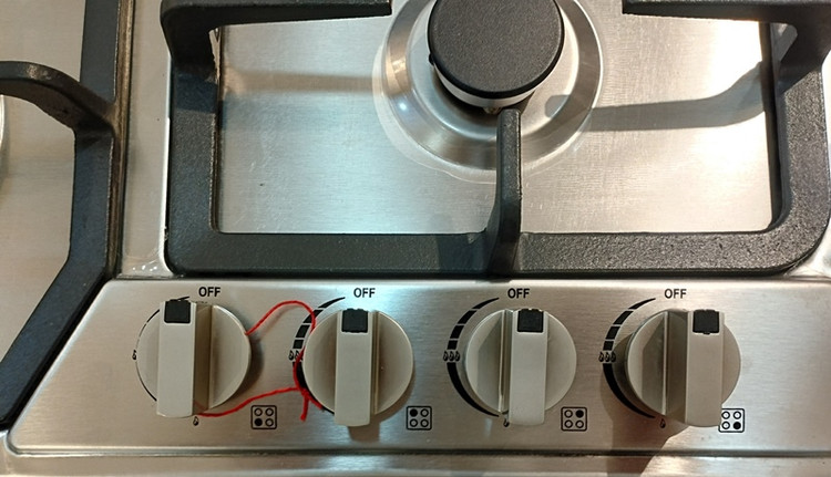 نمای نزدیک ولوم کنترل حرارت اجاق گاز کریپتون