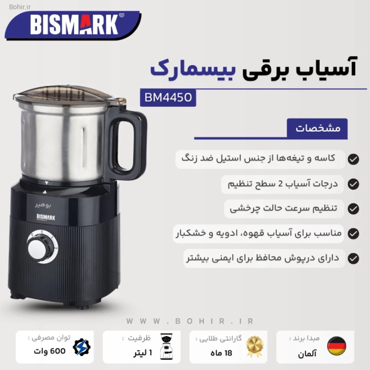 نمای مخزن 1 لیتری آسیاب بیسمارک