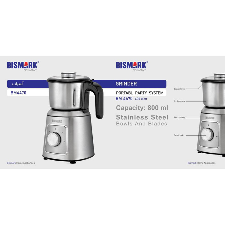 دکمههای سه سطح تنظیم سرعت در پودر کن بیسمارک