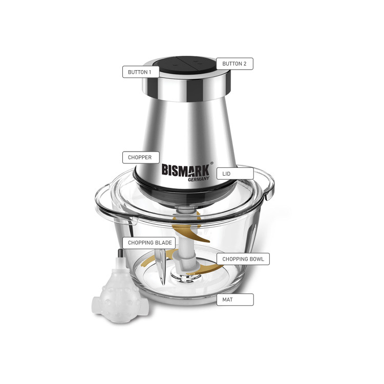 نمای کلی خردکن ۱.۲ لیتری بیسمارک با ظرف پیرکس