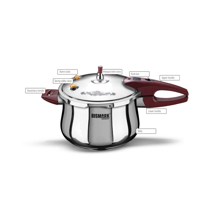 نمای نزدیک از بدنه استیل ضد زنگ زودپز بیسمارک 2273