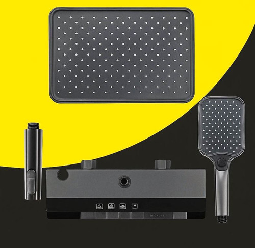 ۱. نمای روبرو دوش حمام پیانویی دیجیتال Hyshin مدل HS-2222 با نمایشگر دما روشن