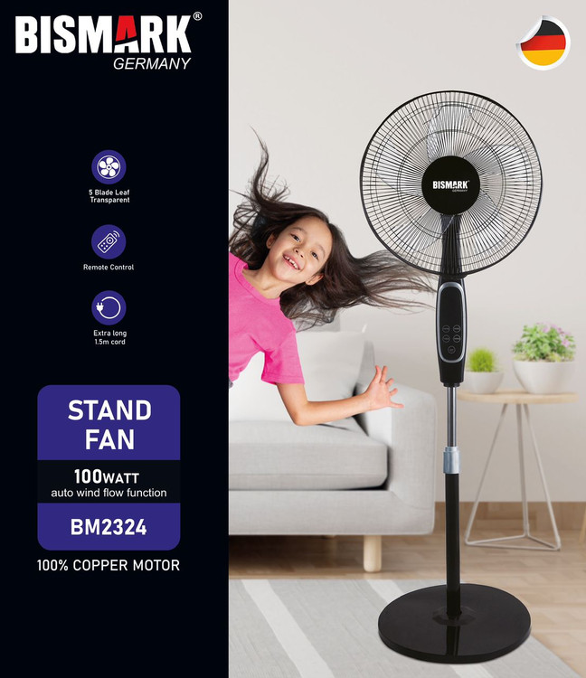 پنکه ایستاده بیسمارک مدل BM2324 با پایه فلزی مقاوم