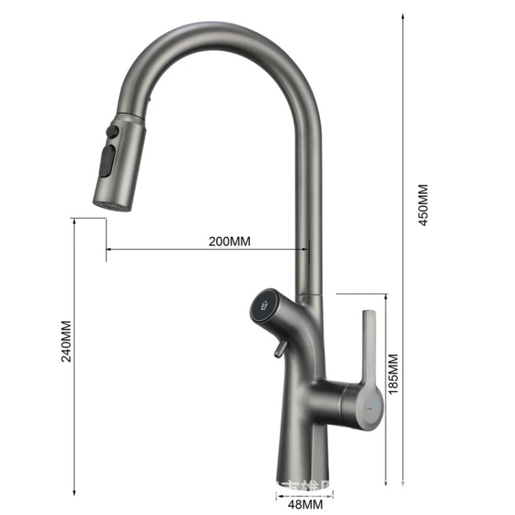 نمای نزدیک سر شاور سه حالت پاشش شیر ظرفشویی Hyshin HS-D545